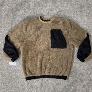 UGG Pullover Sweater Mens Large Sherpa Fleece Nylon Pocket Cozy RTW 1119481